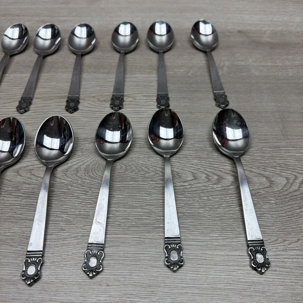 National Stainless, King Eric, Lot of 14 Piece Spoon Set Japan Made Stainless
